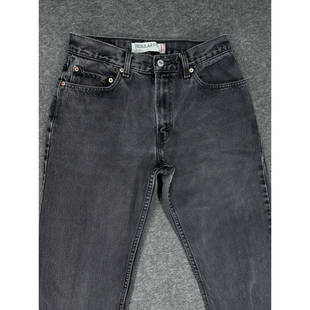 Levis 505 Regular Fit Jeans Mens 32x34 (fits 30x32) Black Denim Straight Leg Y2K